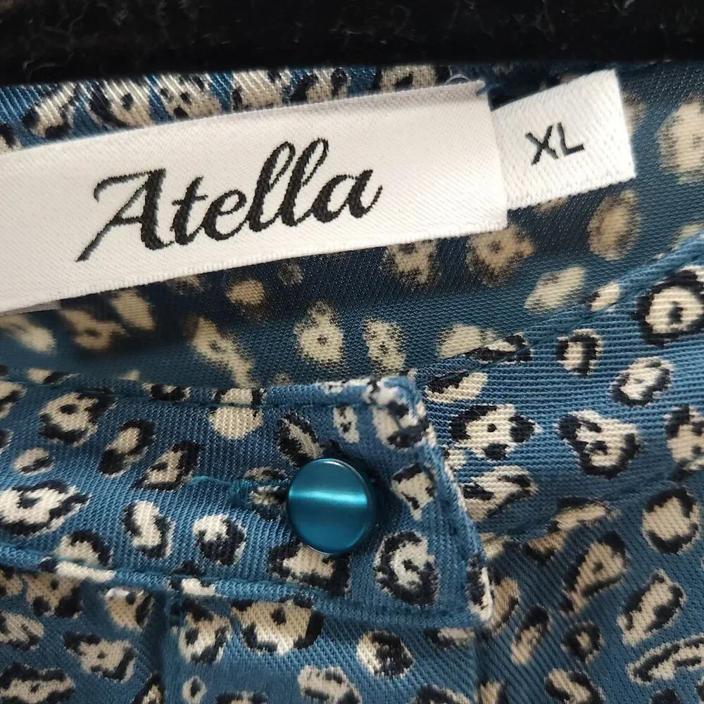 Atella Blue Floral‎ Tiered Midi Dress long sleeve Womens XL Prairie Cottagecore